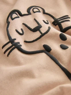 Discount Next Tan/White/Black Safari Long Sleeve Graphic Print T-Shirts 3 Pack (3mths-7yrs)