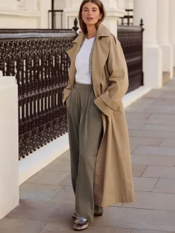 Clearance Next N. Premium Wide Leg Tailored Jersey Trousers Taupe Brown