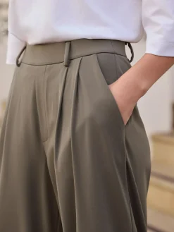 Clearance Next N. Premium Wide Leg Tailored Jersey Trousers Taupe Brown