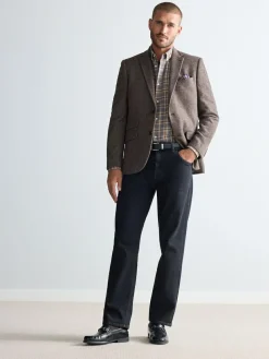 New Next Regular Fit Signature Wool Blend Herringbone Nova Fides Blazer Taupe Brown