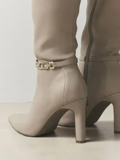 Next Forever Comfort® Knee High Hardware Trim Heeled Boots Taupe