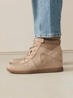 New Next Forever Comfort® Lace Up Wedge Trainers Taupe