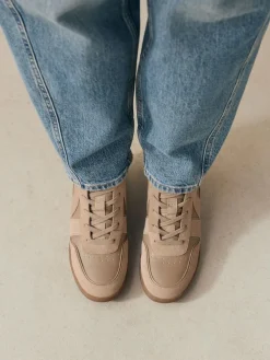 New Next Forever Comfort® Lace Up Wedge Trainers Taupe