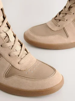 New Next Forever Comfort® Lace Up Wedge Trainers Taupe