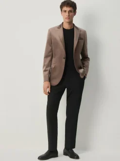 Next Taupe Slim Fit Self Lapel Velvet Blazer