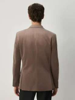 Next Taupe Slim Fit Self Lapel Velvet Blazer