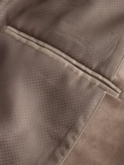 Next Taupe Slim Fit Self Lapel Velvet Blazer