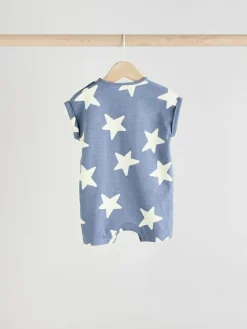 Best Next Teal Blue 100% Cotton Baby Rompers 4 Pack