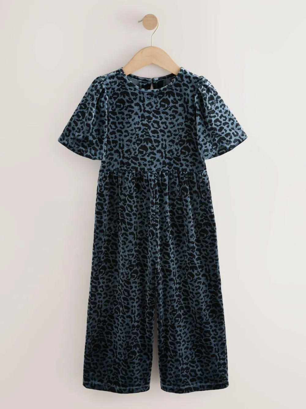 Hot Next Teal Blue Animal Print Velour Jumpsuit (3-16yrs)
