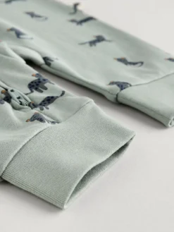 Online Next Teal Blue Baby Printed Zip Sleepsuits 3 Pack (0mths-3yrs)