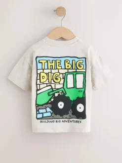 Clearance Next Teal Blue Digger Short Sleeve Graphic T-Shirts 3 Pack (3mths-7yrs)