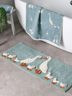 Next Teal Blue Goose And Friends 100% Cotton Runner Bath Mat^ Towels & Bathmats