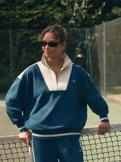 Best self. Half Zip Sweatshirt Teal Blue