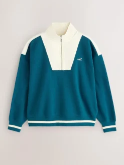 Best self. Half Zip Sweatshirt Teal Blue