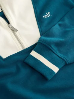 Best self. Half Zip Sweatshirt Teal Blue