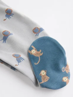 Next Teal Blue Patterned Baby Sleepsuits 5 Pack (0-2yrs)