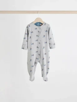 Next Teal Blue Patterned Baby Sleepsuits 5 Pack (0-2yrs)