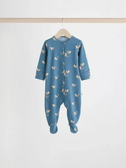 Next Teal Blue Patterned Baby Sleepsuits 5 Pack (0-2yrs)