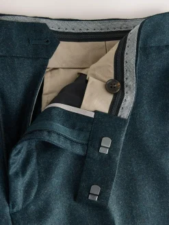 Best Next Teal Blue Regular Fit Signature Zignone Italian Wool Cashmere Blend Flannel Suit Trousers