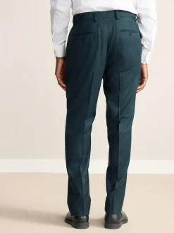 Best Next Teal Blue Regular Fit Signature Zignone Italian Wool Cashmere Blend Flannel Suit Trousers