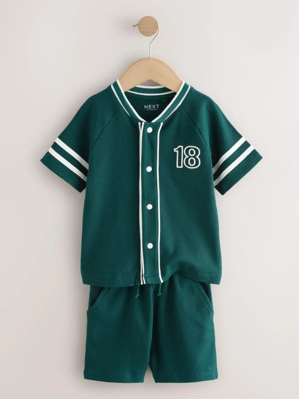 Clearance Next Short Sleeve Varsity Shorts Set (3mths-7yrs) Teal Blue