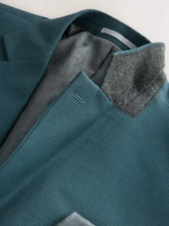 Best Next Teal Blue Slim Fit Textured Suit Jacket