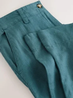 Sale Next Smart Front Linen Blend Wide Leg Trousers Teal Blue