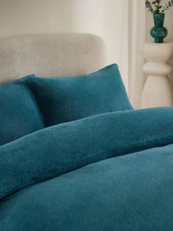 Next Teal Blue Teddy Fleece Duvet Cover and Pillowcase Set^ Bedsets & Duvet Covers