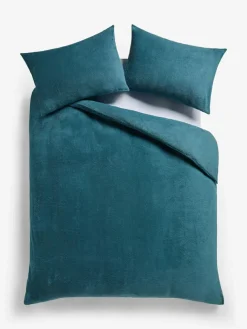 Next Teal Blue Teddy Fleece Duvet Cover and Pillowcase Set^ Bedsets & Duvet Covers