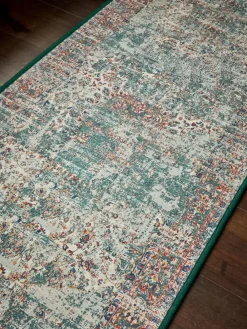 Outlet Next Washable Emporium Oriental Runner Teal Blue