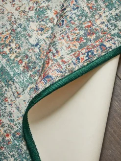 Outlet Next Washable Emporium Oriental Runner Teal Blue