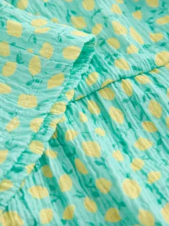 Next Teal Lemon Print Strappy Crinkle Summer Dress (3-16yrs)^ Dresses