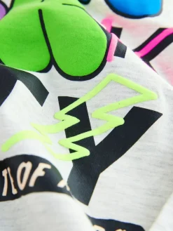 Next Teal/Blue/Grey Bright Graffiti Relaxed Fit Graphic Print Long Sleeve T-Shirts 3 Pack (3-16yrs)^BOY Tops|T-Shirts