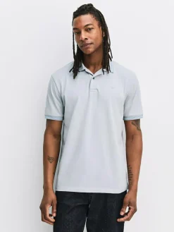 Hot Next Short Sleeve Tipped Pique Polo Shirts 3 Pack Teal/Navy/Grey