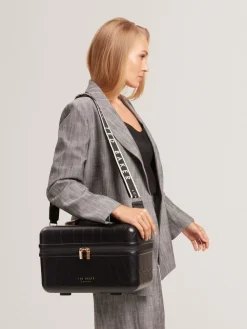 New Ted Baker Icon Case Croc Vanity Case Black