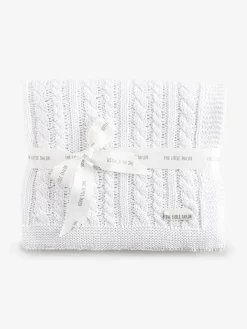 The Little Tailor Baby Fisherman Cable Knitted Blanket^ Nursery Bedding|Blankets