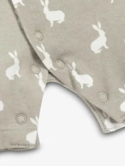 Online The Little Tailor Baby Jersey Bunny Print 100% Cotton Romper Grey