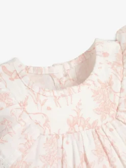 Outlet The Little Tailor Baby Muslin 100% Cotton Playsuit Pink/White