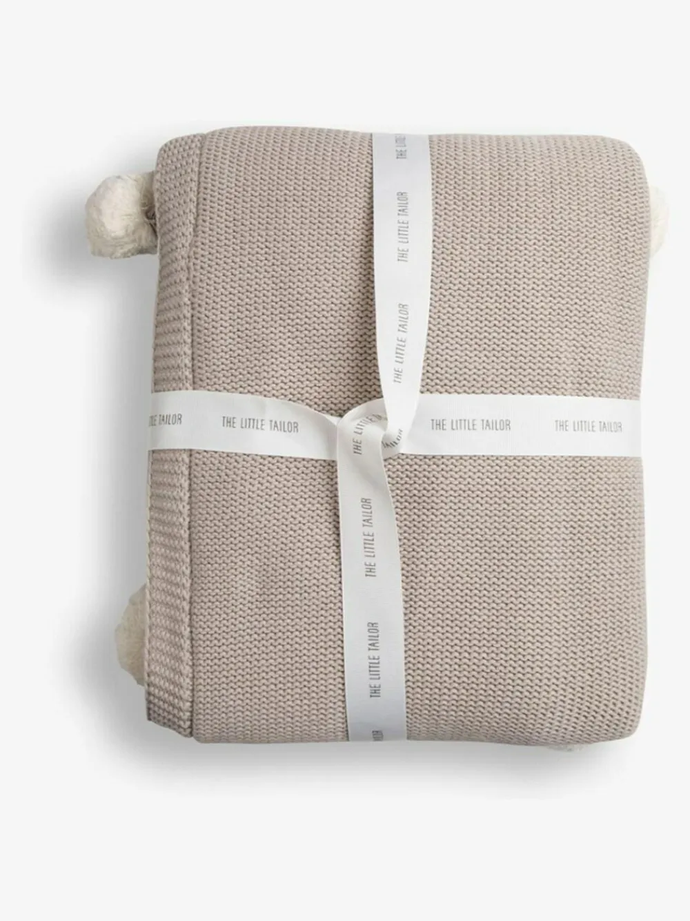 The Little Tailor Baby Natural Pom Pom Plush Lined Blanket^ Nursery Bedding|Blankets