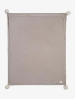 The Little Tailor Baby Natural Pom Pom Plush Lined Blanket^ Nursery Bedding|Blankets