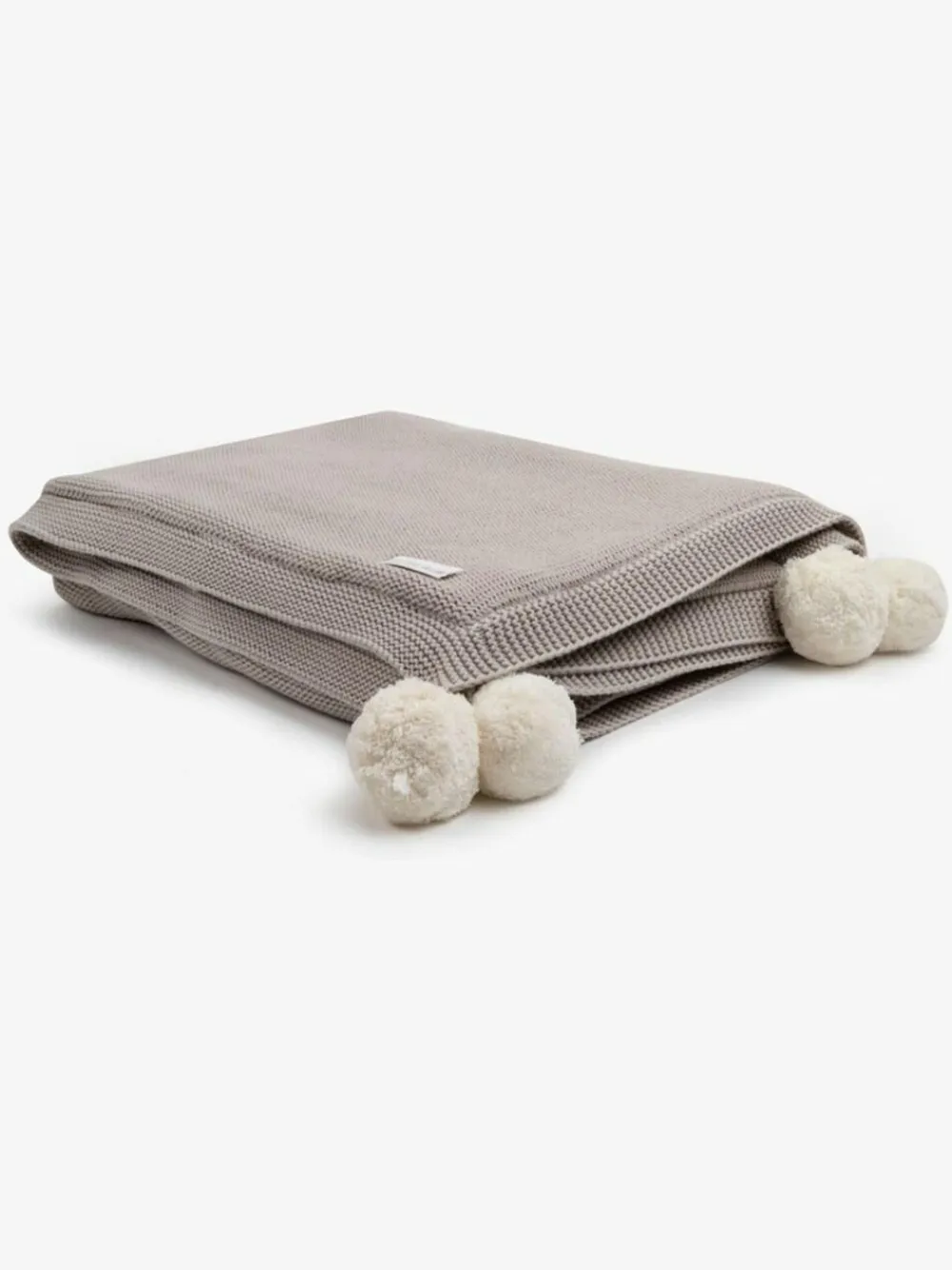 The Little Tailor Baby Natural Pom Pom Plush Lined Blanket^ Nursery Bedding|Blankets