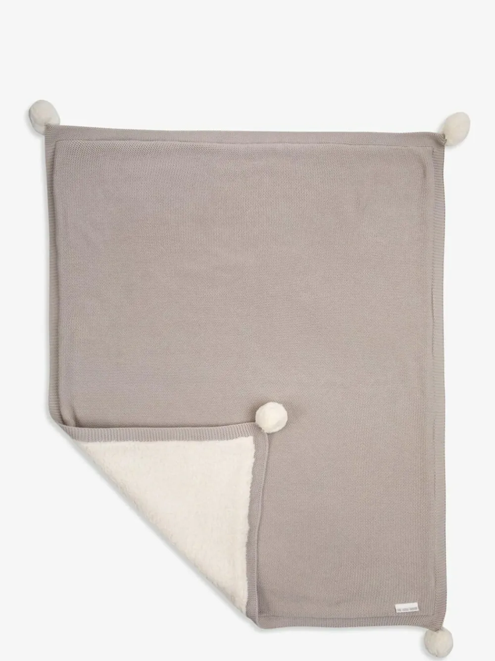 The Little Tailor Baby Natural Pom Pom Plush Lined Blanket^ Nursery Bedding|Blankets
