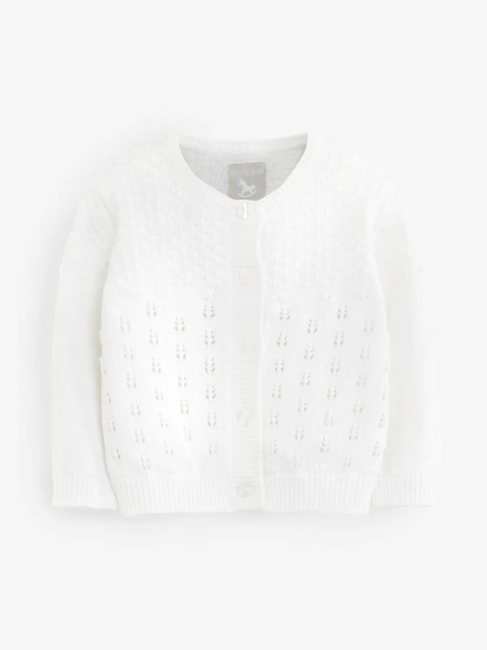 Hot The Little Tailor Baby Pointelle 100% Cotton White Cardigan