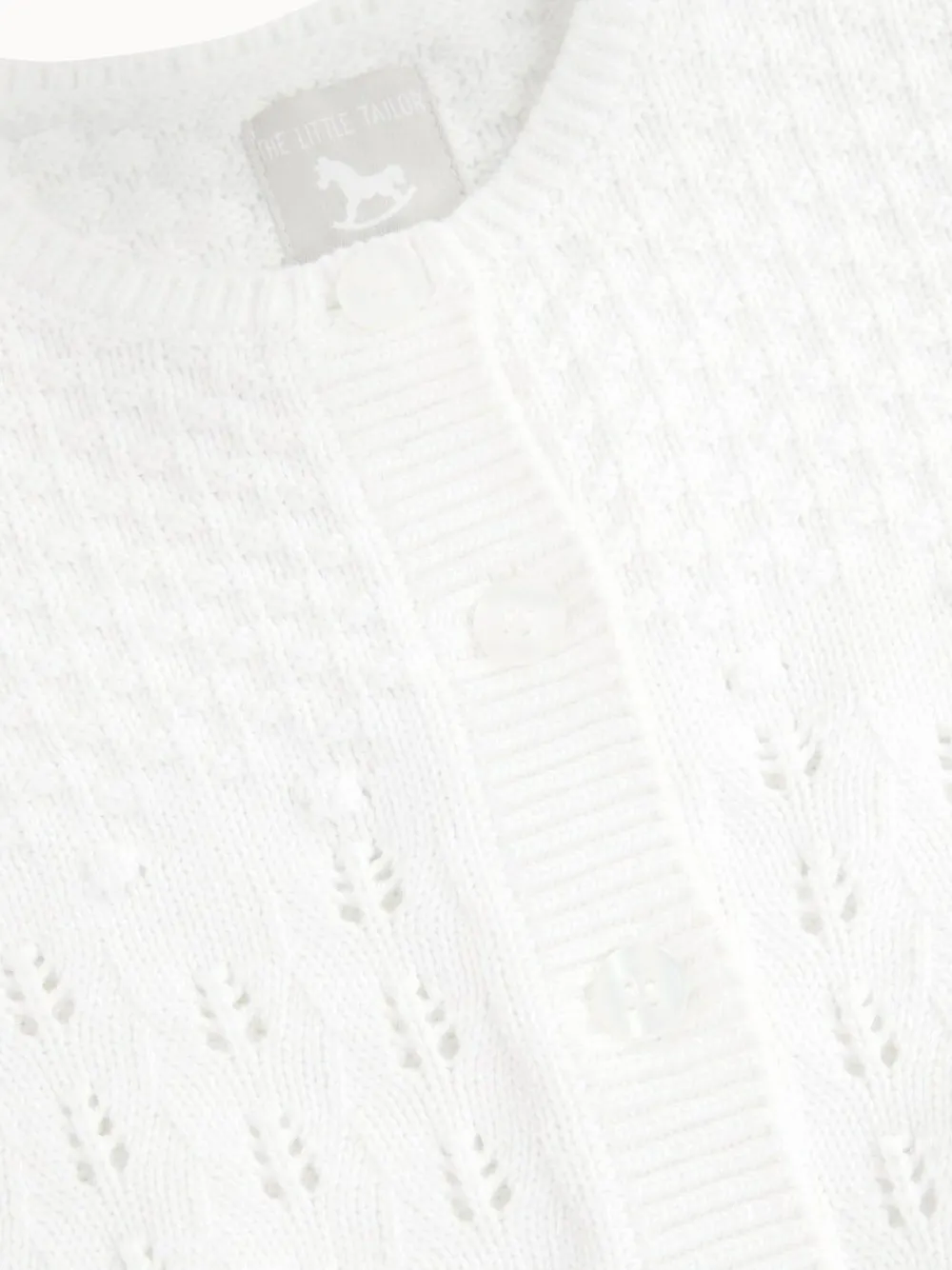 Hot The Little Tailor Baby Pointelle 100% Cotton White Cardigan