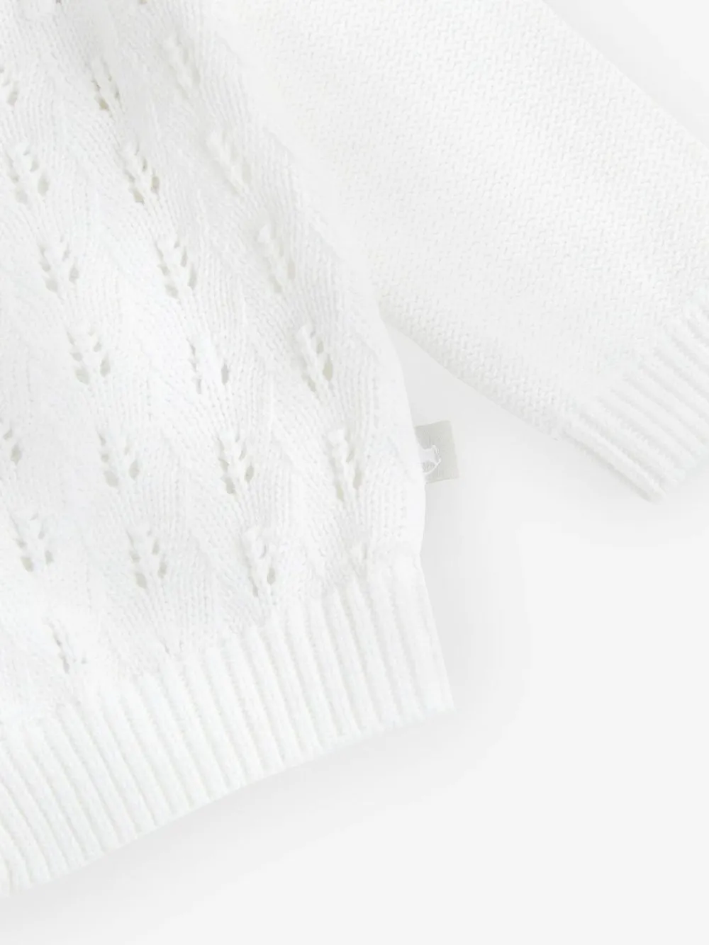 Hot The Little Tailor Baby Pointelle 100% Cotton White Cardigan