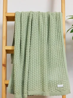 The Little Tailor Baby Scallop Design Pointelle 100% Cotton Blanket^ Nursery Bedding|Blankets