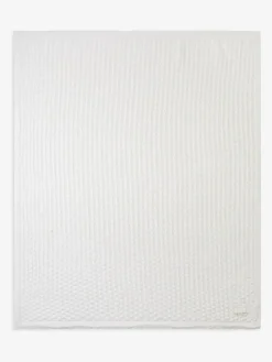 New The Little Tailor Baby Scallop Design Pointelle 100% Cotton Blanket White