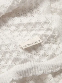 New The Little Tailor Baby Scallop Design Pointelle 100% Cotton Blanket White