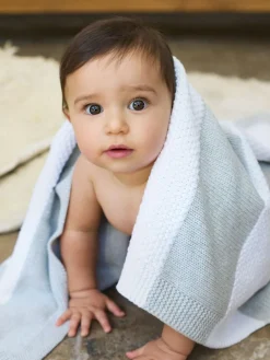 Hot The Little Tailor Large Supersoft Textured Knitted 100% Cotton Blanket Grey