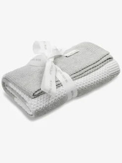 Hot The Little Tailor Large Supersoft Textured Knitted 100% Cotton Blanket Grey
